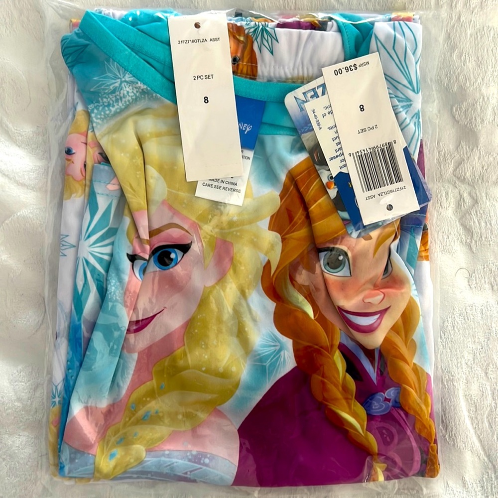 Disney Frozen Girls 2 Piece Pajama Set Size 8